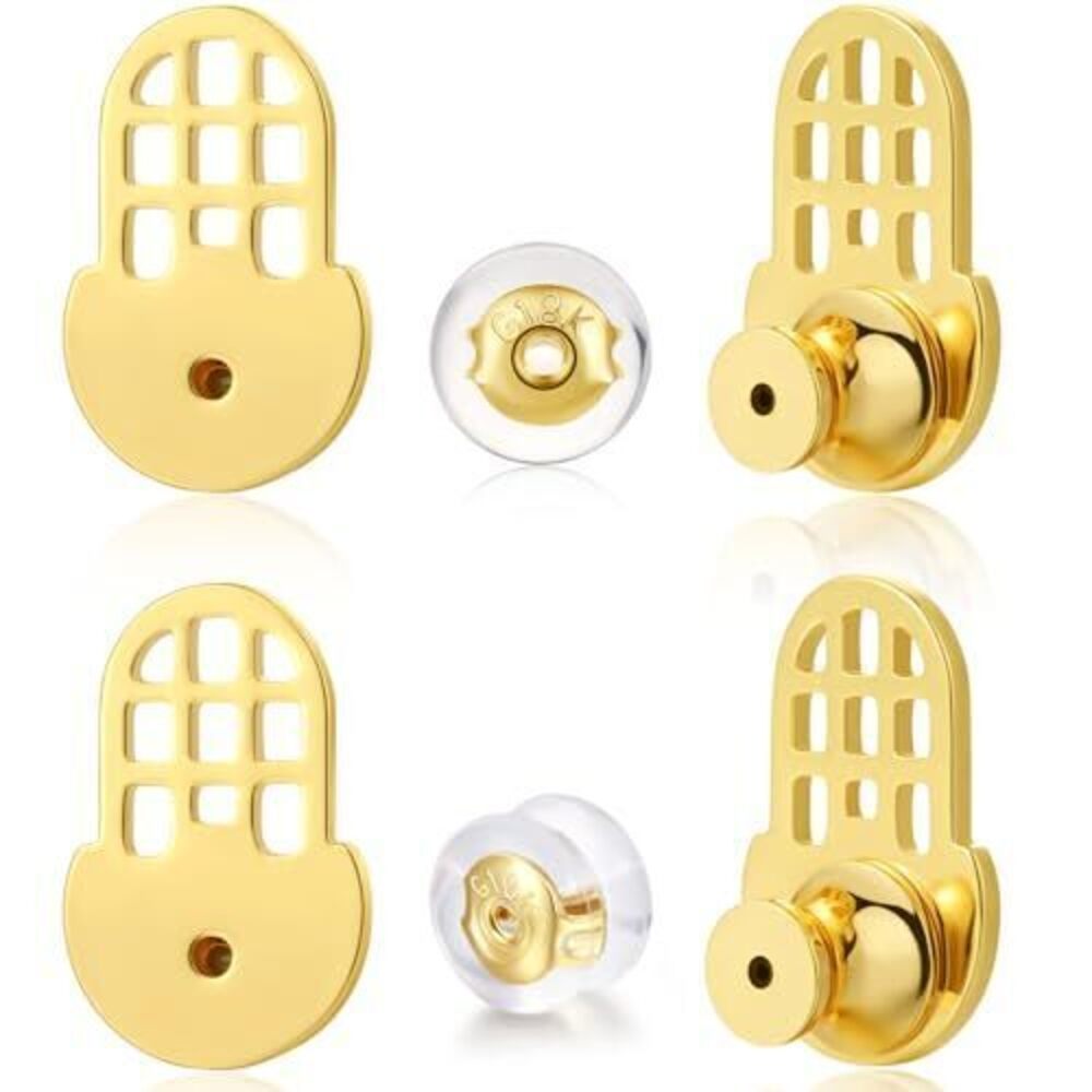 9431 18K Gold Plated Earring Backs, Sturdy Waterdrop-Style Earring Backs
